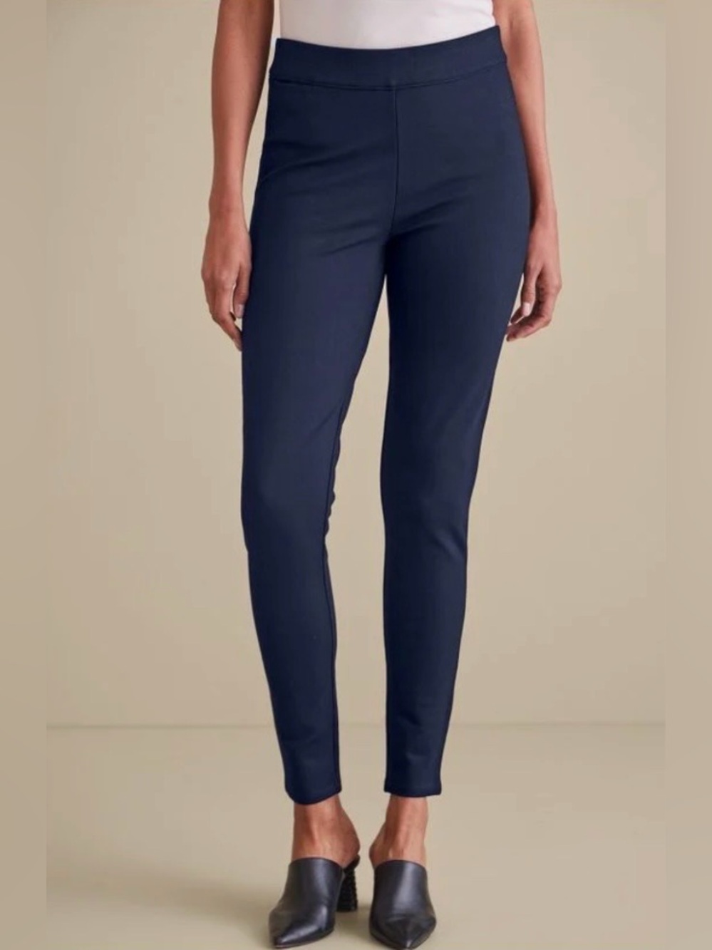 Soft Surroundings Soft Essential Ponte Leggings Navy Ankle Women’s Size Small